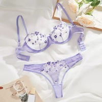Offre Spéciale : Ensembles de Lingerie Florale Brodée en Dentelle Transparente Multicolore avec Armatures et Maille Fine – Sous-vêtements Exotiques pour Femme