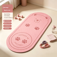 Tapis de yoga en TPE motif ours mignon, double face, antidérapant, absorbant les chocs, silencieux, portable, pour fitness à domicile et exercices de saut