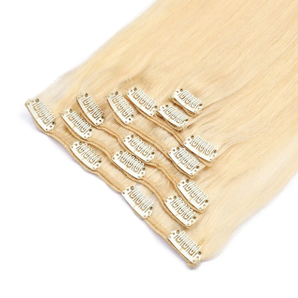 full head real top human hair extension clip in set 100% remy hair wholesale natural raw virgin hair clip ins extensions