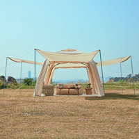 Tente de camping gonflable à dôme rond 4-5 personnes tente de glamping pour le camping familial avec pompe tente à air Camping gonflable en plein air