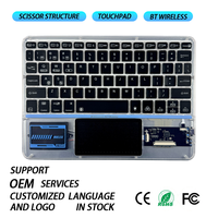 Nouveau clavier sans fil BT en plastique transparent avec rétroéclairage RGB, pavé tactile, interrupteurs à ciseaux silencieux, touches multimédias ultra-minces, USB Type-C