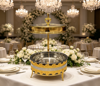 Nouveau Réchaud de Buffet Professionnel Diamant 8L en Acier Inoxydable Blanc et Doré pour Restauration, Chauffe-Plats Suspendu