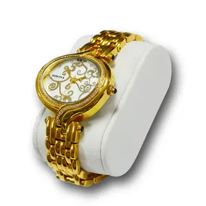 Лучший бренд роскошные золотые корпус и циферблат японского часового механизма психического полосы Кварцевые часы Женские кварцевые часы для женщин