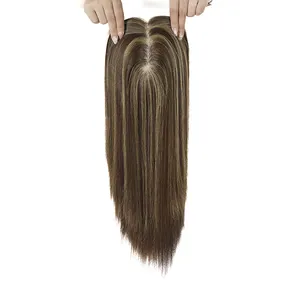 महिलाओं के लिए हॉट सेलिंग हेयरपीस क्लोजर टॉपर टौपी यूरोपीय हेयर पीस, पतले बाल झड़ने को कवर करने वाले भूरे बाल