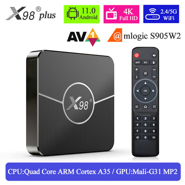 Stable Signal X98 Plus Android 11 TV Box Amlogic S905w2 4K 2.4/5G WiFi Smart Ip tv Box