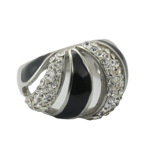 European American Style <b>Titanium</b> Steel <b>Ring</b> Silver Color Geometric Hollow Pave Setting Unisex Party Jewelry 290111 - Product Image 5