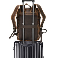 Sac à dos pour ordinateur portable en cuir Crazy Horse marron en vente chaude, sac à dos en cuir véritable pour homme, pour l'école, le sport