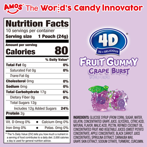 <span class=keywords><strong>AMOS</strong></span> 4D Sweets Paquete Individual para Compartir 240g (8.5 <span class=keywords><strong>Oz</strong></span>) Caramelos de Goma con Sabor Natural a Uva en Forma de Fruta, Paquete Individual para Compartir - Product Image 6