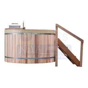 Bain à remous personnalisé en cèdre rouge 4-6 personnes Baignoire extérieure avec poêle à bois et <span class=keywords><strong>escalier</strong></span> - Product Image 5