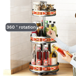 Lazy Susans organizatör yüksekliği ayarlanabilir baharat rafı raf <span class=keywords><strong>3</strong></span> katmanlı organizatörler dönen çift katlı kavanoz raf - Product Image 3