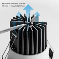 Downlight encastré moderne en aluminium, facile à installer, anti-éblouissement, dimmable, 20W, indice IP20, angle de faisceau 38°, CRI 80 Ra élevé