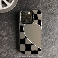 Coque de téléphone portable tendance motif quadrillé coloré argenté pour iPhone 16 15 Pro Max 14 13, coque arrière transparente IMD effet pierre fraîche