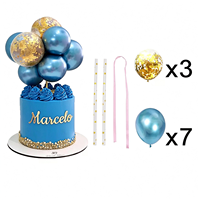 Nouveau kit de décoration de gâteau en or métallique avec confettis et ballons, pics décoratifs pour table de desserts, décorations de gâteaux en gros pour fêtes