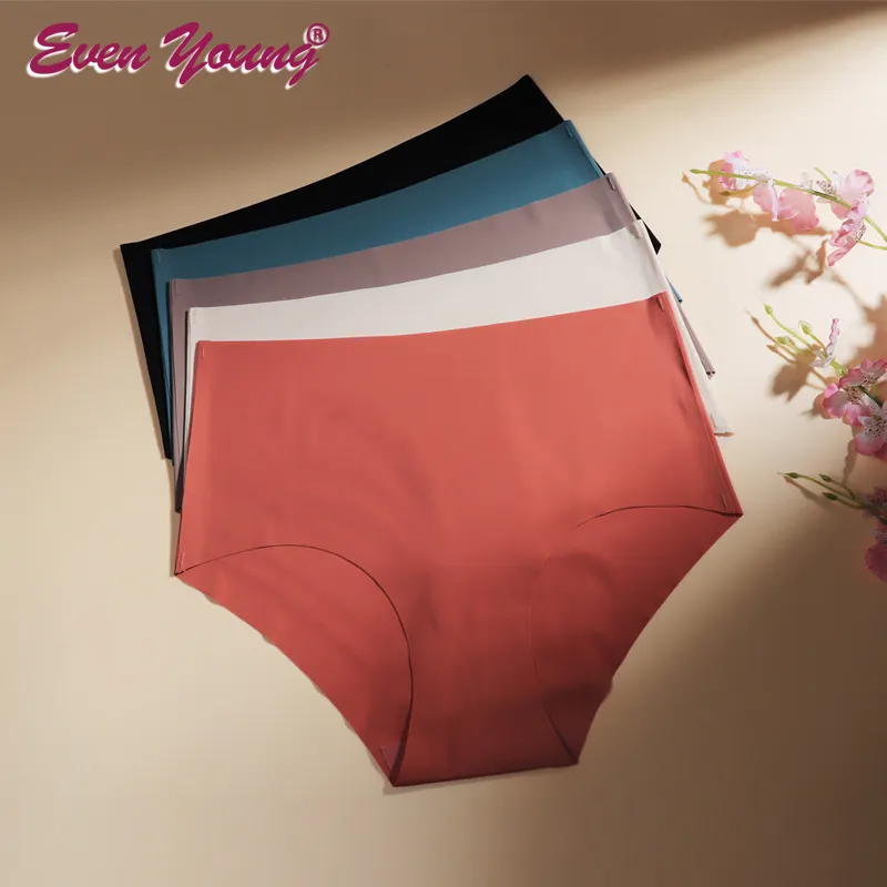 Evenyoung Women Seamless Low Waist Breathable Sexy Thong Panties Solid Color Cotton Crotch T Back Panties Underwear