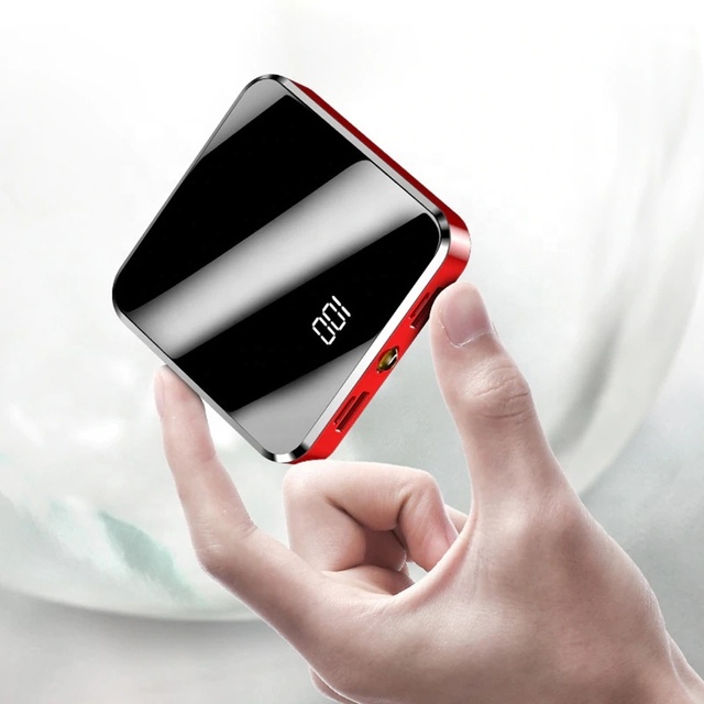 Mini Power Bank 10000mAh for Phone Portable External Battery Pack Power Bank With Mirror Screen Digital Display