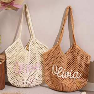 Sac de plage en polyester brodé personnalisé, cadeau pour demoiselle d'honneur, voyage de bachelorette, fait main, écologique, couleurs mélangées, sac d'été - Product Image 3