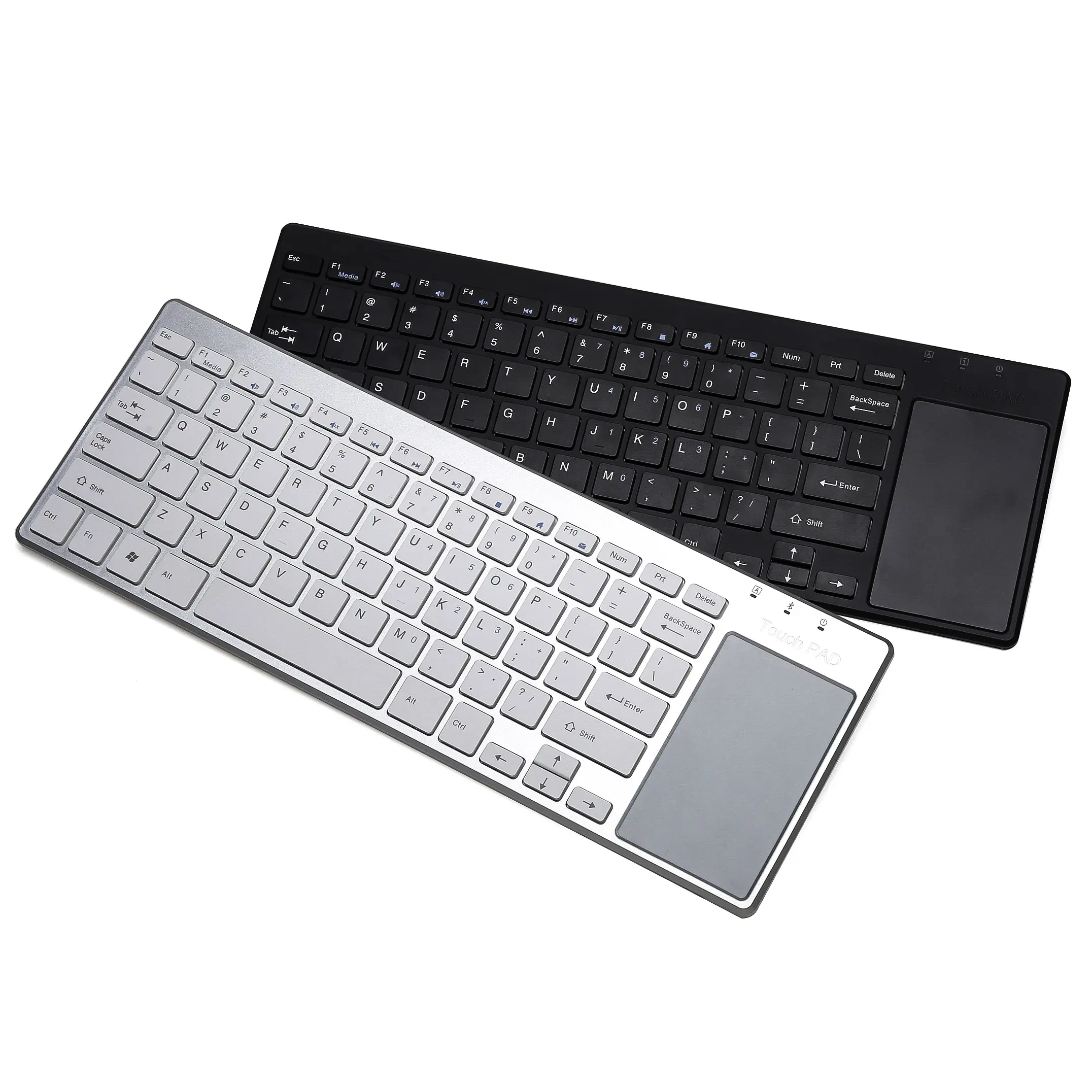 Kustom QWERTY 78 tombol ergonomis Tilt AAA * 2 baterai ramping diam 2.4ghz kantor nirkabel Keyboard dengan Touchpad untuk Win10