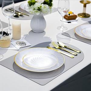 Fábrica al por mayor elegante cargador <span class=keywords><strong>de</strong></span> plástico placas en relieve Seashell textura inversa con oro/<span class=keywords><strong>plata</strong></span> borde lujo evento <span class=keywords><strong>vajilla</strong></span> - Product Image 2
