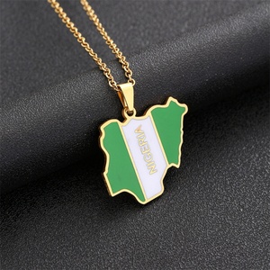 Collar con Colgante de Mapa de Nigeria al por Mayor, Bandera Esmaltada de Acero Inoxidable, Collar con Mapa de África, Colgante Personalizado con Forma de Mapa - Product Image 4