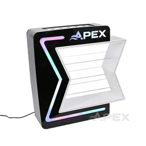 APEX pajangan akrilik LED warna-warni, penyangga meja 3 tingkat atas meja dengan lampu Led