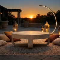 LUXORA Ensemble de jardin pour patio d'hôtel Table basse ronde en teck Mobilier d'extérieur moderne de luxe Table basse pour cour