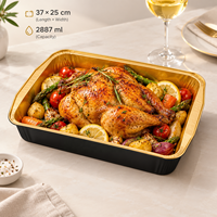 Grand plateau jetable en aluminium avec poignées, résistant au four, pour la cuisson et la rôtissure, idéal pour la restauration et la vente en gros aux supermarchés