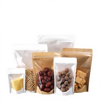 Ensemble de sacs en papier kraft avec fenêtre semi-transparente et fermeture à glissière pour l'emballage de fruits secs et d'aliments