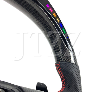 Volant en cuir perforé personnalisé <span class=keywords><strong>rouge</strong></span> avec LED et fibre de carbone pour Chevrolet <span class=keywords><strong>Corvette</strong></span> C5 C6 C7 C8 2020 2021 <span class=keywords><strong>2022</strong></span> 2023 2024 - Product Image 3