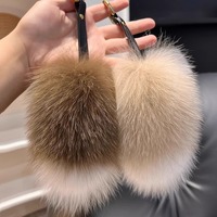 Porte-clés de voiture en fourrure de renard style forêt mignon, pendentif de sac en peluche fait main, unique et créatif pour femme