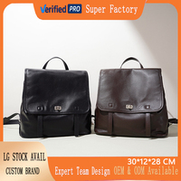 Sac à dos de luxe léger en cuir pleine fleur marron foncé avec boucle antivol lisse pour femme – Fournisseur direct d'usine B2B