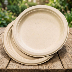 Assiettes en papier de qualité alimentaire jetables, écologiques, durables, résistantes à l'huile, vaisselle pour l'hôtellerie, l'épicerie, les bonbons - Product Image 2