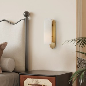 Nordic-style <b>LED</b> bedside wall lamp featuring luxury marble—ideal for home decor in bedrooms, living <b>rooms</b> hotel feature walls - Product Image 1