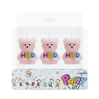 Bougies d'anniversaire ours mignonnes faites à la main, 3 packs, décorations de gâteau animaux de dessin animé écologiques pour fêtes d'enfants et décorations de Noël
