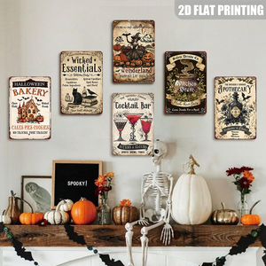 Vintage Halloween <strong>Witch</strong> Metal <strong>Signs</strong> Set Spooky Pumpkin Apothecary Wall DecorWicked Essentials Witchy Tin <strong>Signs</strong> - Product Image 5
