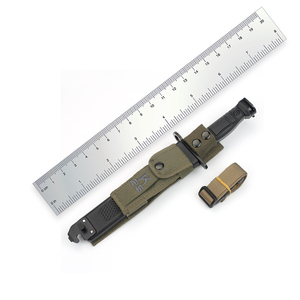 Cuchillo de Caza de Acero Inoxidable con Mango de Madera, Hoja de Punta Caída, Borde Recto, Funda de Cuero de Grado Industrial - Product Image 1