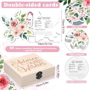 50 cartes de conseils interactives de prédiction de bébé en bois double face tenture murale écologique pour les nouveaux parents Thanksgiving Baby Shower - Product Image 2