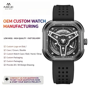 Reloj de pulsera personalizado OEM de 43 mm con caja de acero inoxidable y correa de silicona para hombre, reloj único con esfera luminosa, deportivo, cuadrado, de cuarzo. - Product Image 1