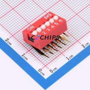 VHG/S-06H DIP Switch Through hole Component (THT) Switch Flat Toggle, Raised Type Single Pole Single Throw 6 2.54mm - Product Image 1