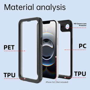 เคสโทรศัพท์360กันน้ำทนทานเต็มตัวสำหรับ IP68แฟชั่นเคสโทรศัพท์ TPU แบบบางสำหรับ <span class=keywords><strong>iPhone</strong></span> 16E 16 15 PRO MAX - Product Image 5