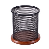 Papeterie de bureau, stylo rond en maille métal, avec support en bois, fabrication japonaise