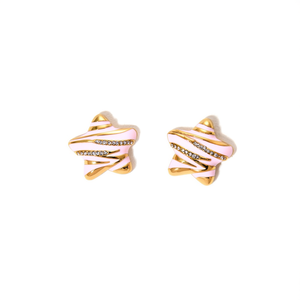 Fashion <b>Stud</b> <b>Earrings</b> Pink Gold Plated 316L Stainless Steel With Rhinestones Star Shape For Women - Product Image 2