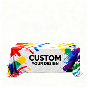 Manteles Publicitarios Personalizados Ecológicos <span class=keywords><strong>de</strong></span> Tejido <span class=keywords><strong>de</strong></span> Punto con Impresión Digital, Tamaños Rectangulares <span class=keywords><strong>de</strong></span> 4/6/8 Pies para Ferias Comerciales - Product Image 1
