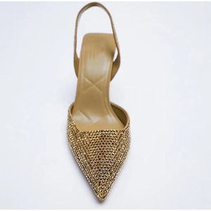 Sandalias de Mujer con Tira Trasera, Punta en Pico, Tacón de Aguja de 7cm, Diseño Elegante y Sexy con Pedrería, Nueva Colección - Product Image 5