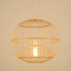 Lampe suspendue en bambou de forme ovale, lumière LED, hôtel, maison d'hôtes, chambre à coucher, salon, salon de thé, cour, luminaire - Product Image 2