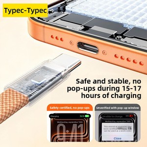 Cable de Datos Trenzado Tipo C Dual Económico, Carga Rápida PD de 120W, Cable Plano para iPhone 17, Huawei, <span class=keywords><strong>MacBook</strong></span>, Cable de Carga para Laptop - Product Image 3
