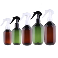 Bouteille en plastique ambrée 100ml 200ml avec pulvérisateur à gâchette fine, atomiseur vert 300ml 500ml, flacon de recharge, impression de logo HZ62001