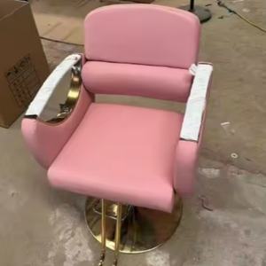 Fauteuil de salon de coiffure haut de gamme, pivotant et relevable, en acier inoxydable, métal noir, siège de barbier pour hommes, chaises de barbier pour femmes - Product Image 5