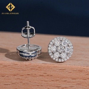 Trendy Jewelry Flower Round 925 Silver <b>Moissanite</b> <b>Earrings</b> Screw Back Stud <b>Earrings</b> VVS for Women - Product Image 5
