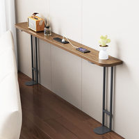 Canapé électrique en bois massif avec étagère de rangement arrière, table longue murale, armoire latérale ultra-étroite, design minimaliste moderne