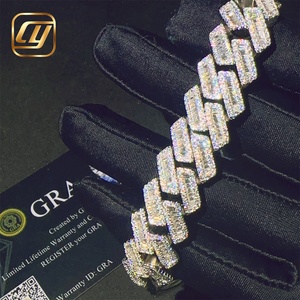 15mm Luxury 925 Sterling Silver VVS Moissanite Diamond <b>Iced</b> <b>Out</b> Cuban Link <b>Chain</b> Hip Hop Jewelry Bracelet Cuban Link Bracelet - Product Image 6
